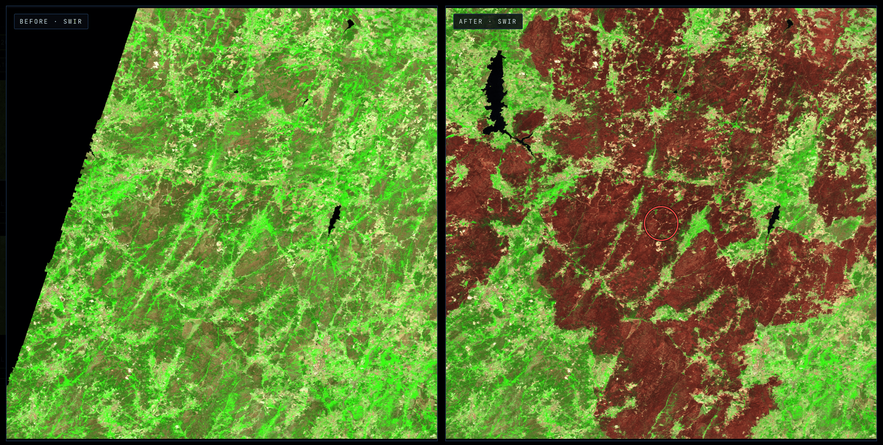 Imagens de satélite de área ardida